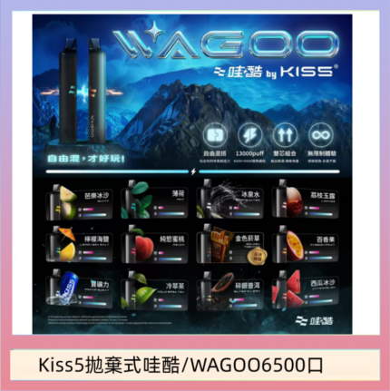 WAGOO哇酷Kiss5 6500口拋棄式 | 自由混搭雙口味 | 雙芯組合